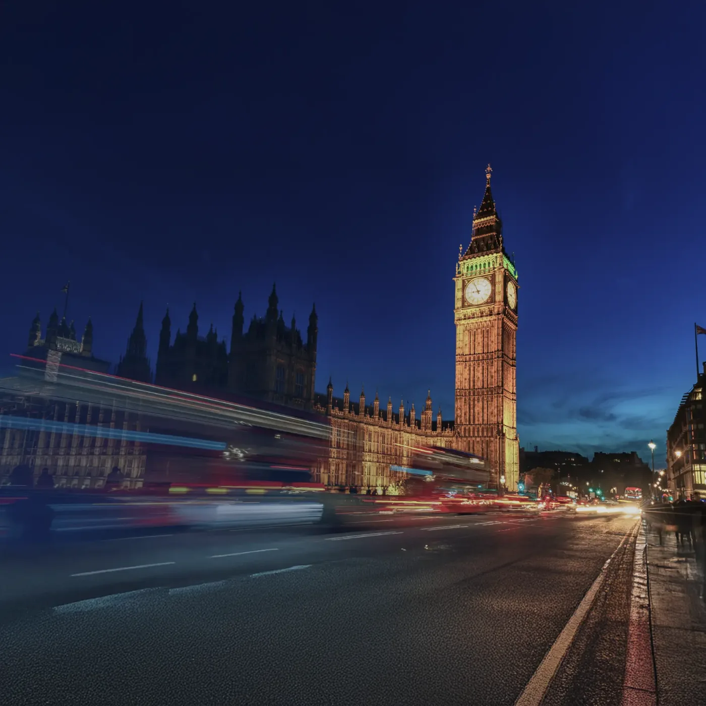 Westminster and Big Ben in London at night