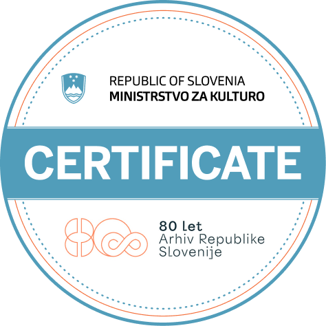 Archives of the Republic of Slovenia certificate